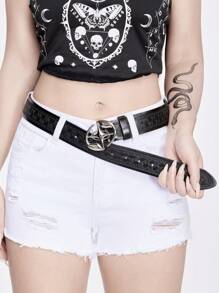 ROMWE Goth 1 chiếc thắt lưng trang trí hình ngôi sao bất đối xứng khoét rỗng màu đen dành cho nữ, phù hợp cho mọi hoạt động hàng ngày - màu đen - Xem 3