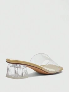 CUCCOO BIZCHIC Giày cao gót Chunky PVC trong suốt thời trang dành cho nữ, phong cách cổ điển đa năng cho bữa tiệc Xuân/Hè, ngoài trời và kỳ nghỉ - màu xanh lá - Xem 7