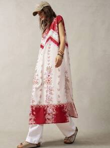 Bohemela Váy đi nghỉ không tay in hoa cho nữ - Nhiều màu - Xem 4