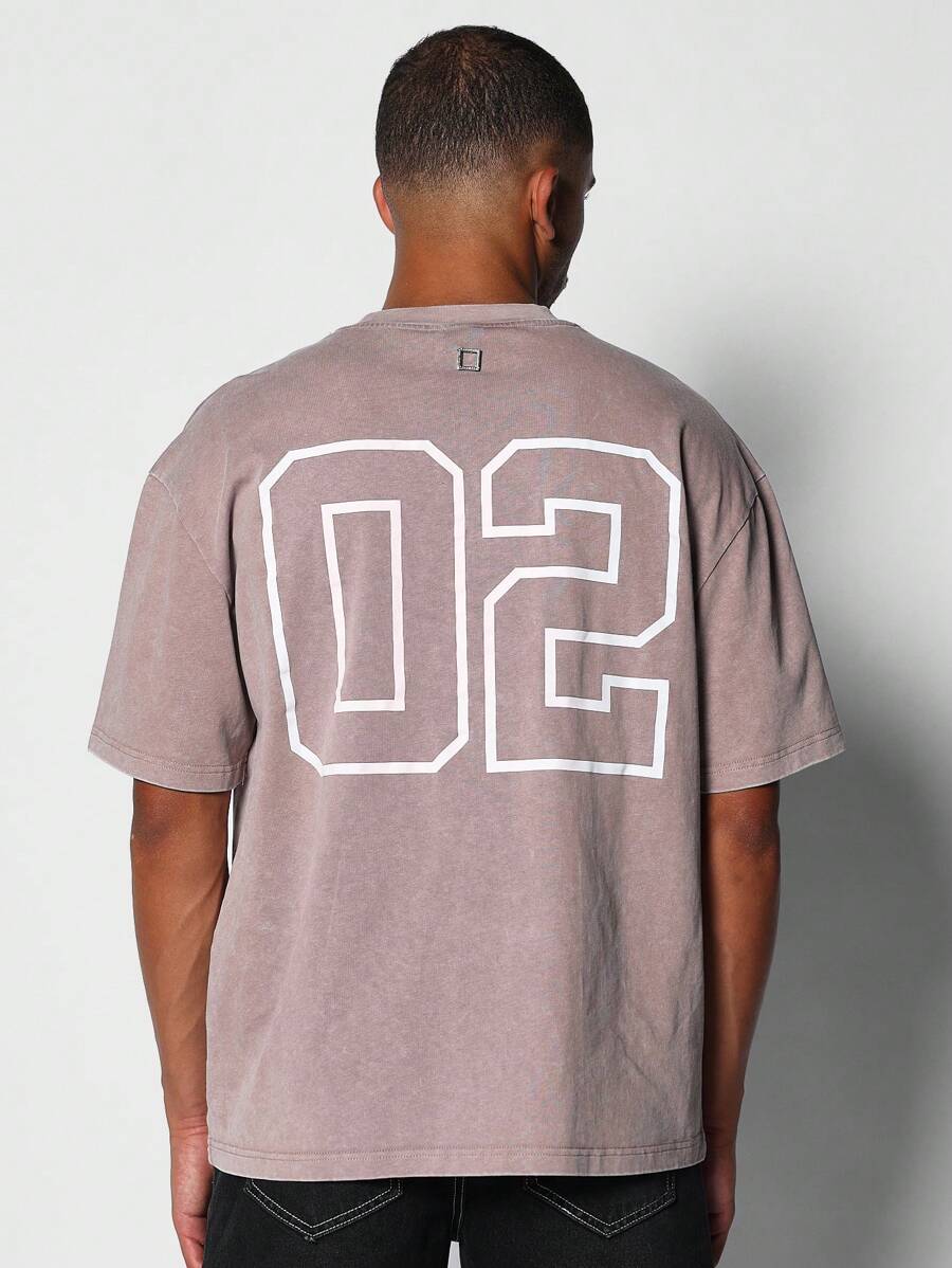 SUMWON Áo sơ mi Regular Fit đã giặt có in hình số ở mặt trước và mặt sau - Màu Khaki - Xem 1