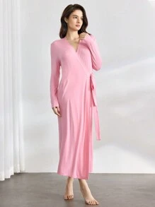 Leisure Solid Self Tie Lounge Robe