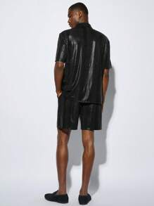 Manfinity VCAY 2pcs Men Summer Gorgeous Knit Casual Party Fit Pu Halloween Shirt Shorts Co-Ords Back To School - Multicolor - View 2