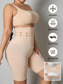 Women's High Elasticity Tummy Control Tight Shorts - Apricot - View 3