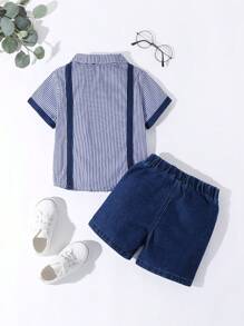 Boys' Casual And Cute Back-To-School Everyday Denim Outfit, College Style - Dark Wash - View 2
