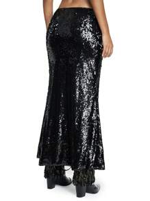 ROMWE Avant Sequin High Split Fashionable Women's Maxi Skirt, Rave Festival