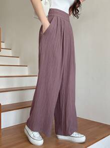 DAZY High Waist Wide Leg Pants For Daily Wear,Teacher Pants - Purple - View 6