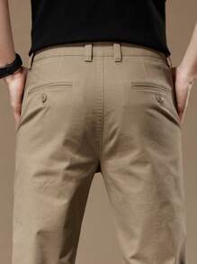 Men's Straight-Leg Casual Pants, Solid Color, Versatile For Business And Daily Wear