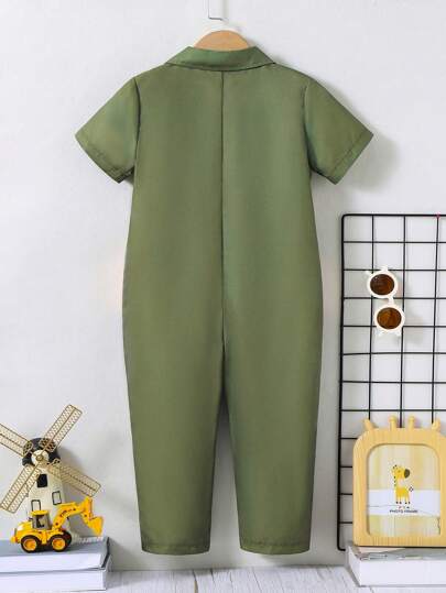 SHEIN 男孩可愛狗印花短袖連體衣