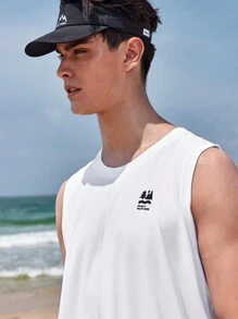 In My Nature Men's Summer Casual Outdoor Letter Printed Top - White - View 9