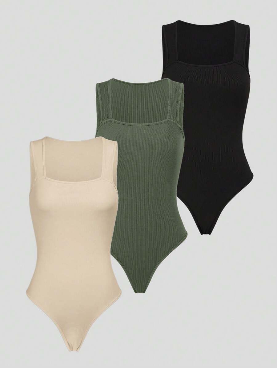 Chiquease 3 bộ đồ liền thân đơn giản hàng ngày dành cho nữ - Nhiều màu - Xem 1