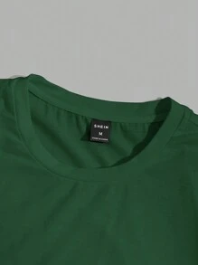 SHEIN Áo dài tay ngắn tay trơn cho nam 3 chiếc cho mùa hè - màu xanh lá - Xem 3