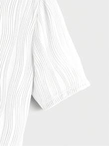 Manfinity Homme Men's Solid Color Single-Breasted Short Sleeve Top And Drawstring Waist Shorts Casual Set, Summer - White - View 6