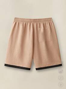 Manfinity VCAY Bộ áo sơ mi dệt tay ngắn dáng rộng cho nam, hoàn hảo cho mùa hè đi học - Màu Khaki - Xem 11