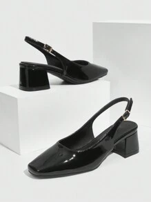 CUCCOO DOLLMOD Woman Shoes Fashionable Low-Heeled Shoes With Classic Black Back Strap For Summer Graduation Heels Prom Heels Vacation Shoes Summer Elegant Heels Spring Shoes Spring Break Easter For Christmas - Black - View 3