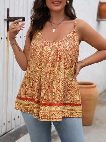 SHEIN LUNE 夏季全身印花背心上衣 - 黃色 - 查看 3