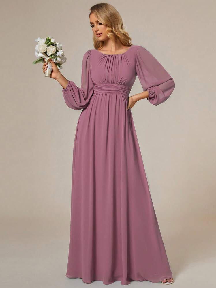 long sleeve purple bridesmaid dresses Azazie Norah
