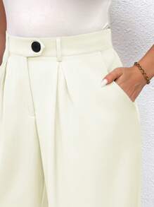 Calvaya 大尺碼女款純色百褶長褲