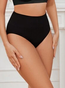 Seamless High Waist Shapewear Panty - Black - View 6