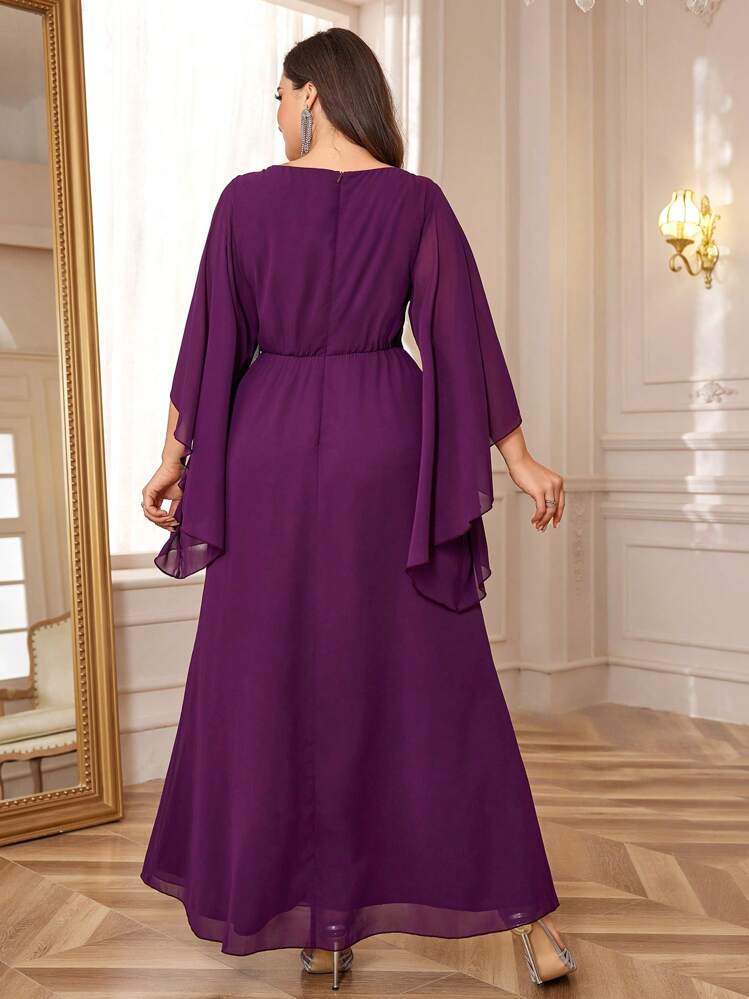 SHEIN Belle Váy dạ hội trang trọng cỡ lớn (Kiểu dáng nặng) Váy dự tiệc cưới sang trọng, dự tiệc tốt nghiệp, tiệc tối - Màu tím - Xem 2
