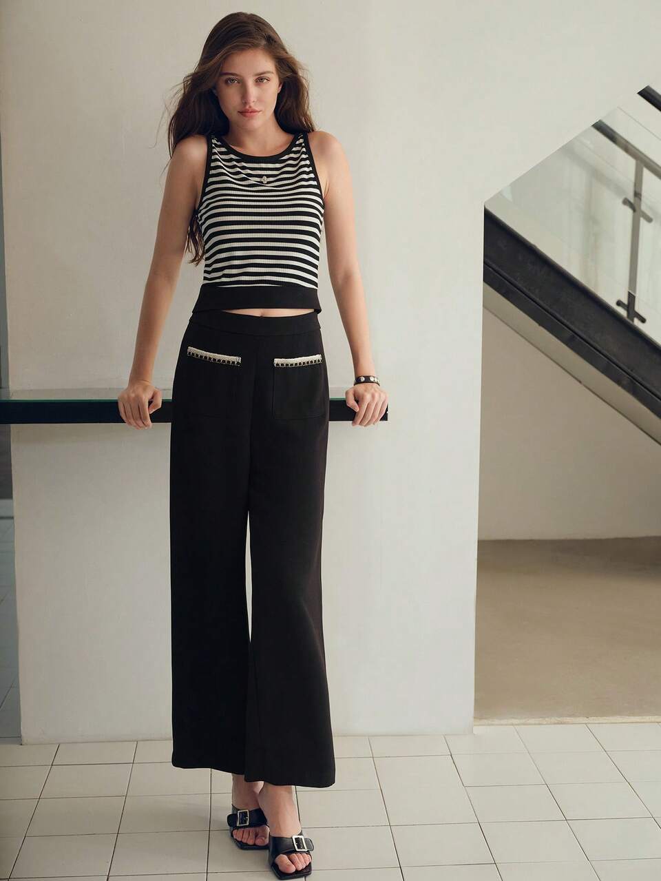 MOTF STUDIO DUAL POCKET WIDE LEG PANTS
