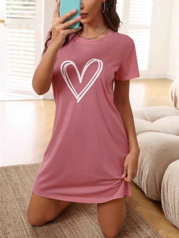 Camisón de pijama con estampado de corazón para el verano