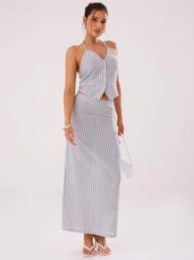 MUSERA 夏季细条纹吊带背心上衣，适合度假、春夏假期 - 彩色 - 查看 4