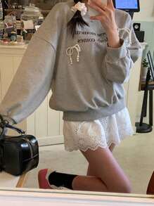 DAZY Quần short, váy ngắn thêu lỗ ren trơn - trắng - Xem 5