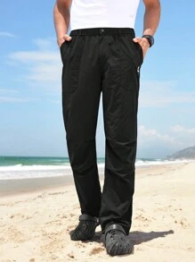In My Nature Men Letter Graphic Drawstring Waist Outdoor Pants
