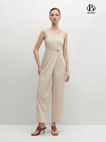 BizChic Women's Solid Color Simple Daily Strapless Jumpsuit