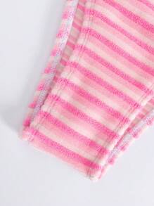 SHEIN Swim 女式條紋露背領帶性感比基尼套裝，適用於夏季沙灘 - 粉色 - 查看 5