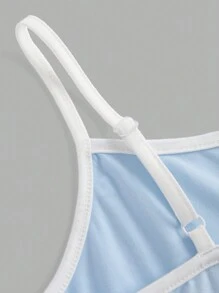 SHEIN Girlism Tween Girl Sports Streetwear Color-Block Casual Cami Top With Shoulder Strap For Spring And Summer