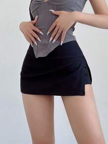 INAWLY تنورة نسائية عارضة بحجم كبير ولون سادة لفصل الصيف