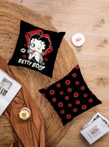 Betty Boop | ROMWE 可愛卡通人物印花雙面枕套 - 彩色 - 查看 2