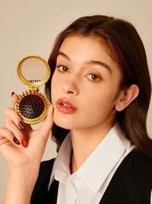 HARRY POTTER X SHEIN 金色飞贼可折叠便携旅行梳镜，礼物，返校季 - 金色 - 查看 3