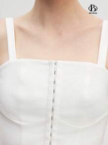 BizChic Women's Business/Office Wear Elegant Open Shoulder Cami Blouse Top, Date Night Outfit - White - View 9