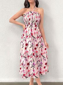 Modelyn 花卉印花吊带连衣裙和前开襟外套两件套 - 紅色 - 查看 7