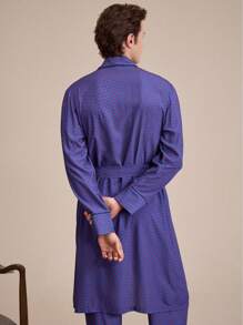 EverLounge Men's Long Sleeve Plaid Pattern Belted Robe With Pocket, Casual Loose Sleepwear - Multicolor - View 2