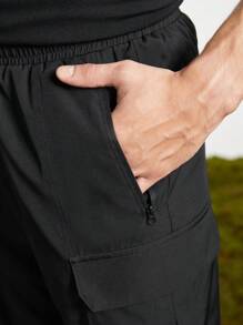 In My Nature Men's Letter Printed Outdoor Utility Pants - Black - View 8