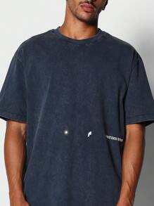 SUMWON Áo thun tay ngắn dáng ôm vừa vặn có in hình ở lưng - Màu xanh nhạt - Xem 3