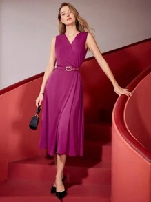 MOTF PREMIUM Robe Solide À Ourlet Enveloppant Sans Ceinture