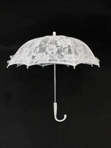 1 Peça Guarda-chuva Parasol Manual Feito à Mão, Noiva de Casamento, Renda, Flor Branca Rosa, Bordado Floral, Decoração Romântica Vintage, Adereços de Palco