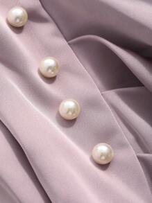 DAZY 女士纯色露肩开衩长袖日常连衣裙舞会礼服、秋季连衣裙 - 淡紫色 - 查看 10