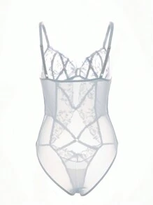 Women's Sexy Embroidered Bodysuit - Blue - View 2