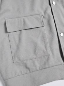 Manfinity Homme Chaqueta tipo cargo con botones de unicolor para hombres de talla grande - Gris Claro - Ver 7