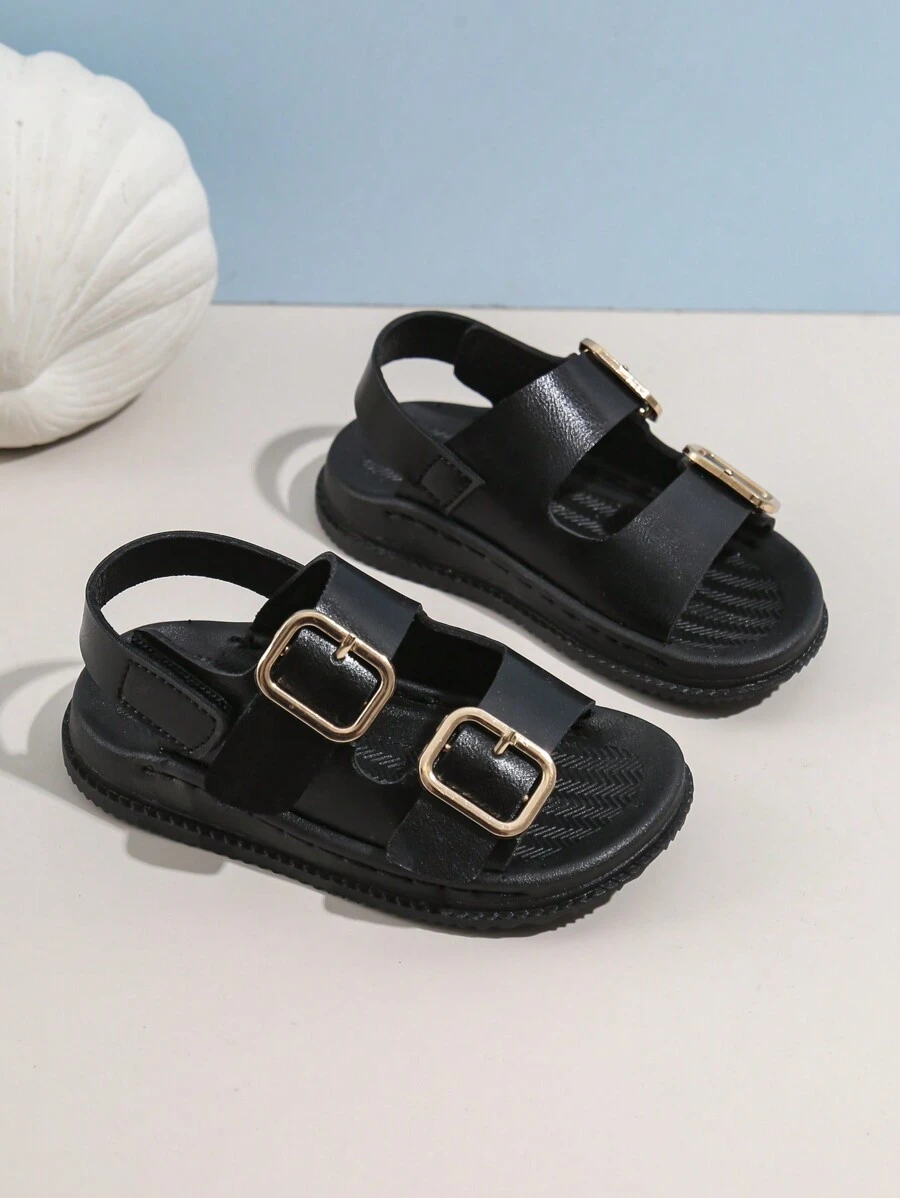 Infant Sandals For Boys, Comfortable And Fashionable Hook And Loop Design - Black - View 1