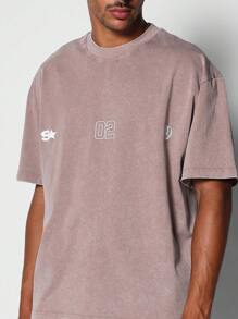 SUMWON Áo sơ mi Regular Fit đã giặt có in hình số ở mặt trước và mặt sau - Màu Khaki - Xem 3