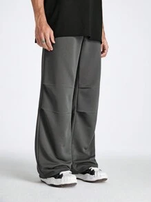 Manfinity VCAY Men's Knitted Straight Leg Long Pants With Waist Rope - Dark Grey - View 4