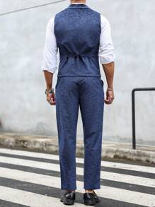 Manfinity Mode Vestă fără mâneci și pantaloni lungi pentru bărbați, culoare uni, pură zilnică simplă