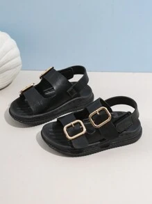 Infant Sandals For Boys, Comfortable And Fashionable Hook And Loop Design - Black - View 2