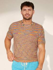 Manfinity Homme Men Round Neck Space Dye Knit Top - Multicolor - View 7